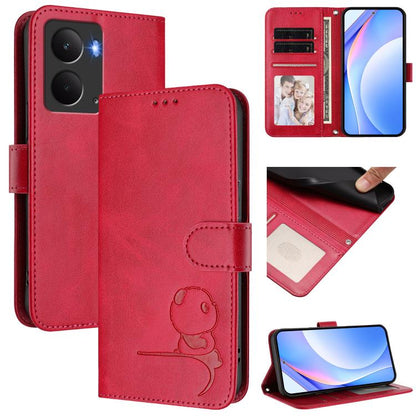 Litter Panda Embossing RFID Leather Phone Case with Lanyard, For Realme P3 Ultra, For Realme P3, For Realme P3 Pro, For Realme 14 Pro+