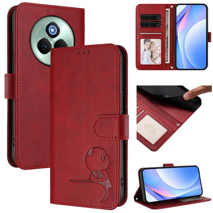 Litter Panda Embossing RFID Leather Phone Case with Lanyard, For Realme P3 Ultra, For Realme P3, For Realme P3 Pro, For Realme 14 Pro+