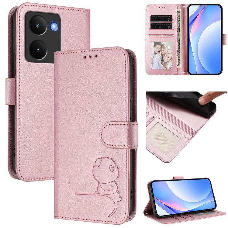 Litter Panda Embossing RFID Leather Phone Case with Lanyard, For Realme P3 Ultra, For Realme P3, For Realme P3 Pro, For Realme 14 Pro+