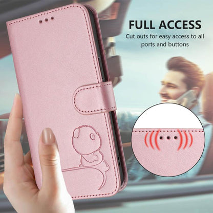 Litter Panda Embossing RFID Leather Phone Case with Lanyard, For Realme P3 Ultra, For Realme P3, For Realme P3 Pro, For Realme 14 Pro+