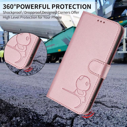 Litter Panda Embossing RFID Leather Phone Case with Lanyard, For Realme P3 Ultra, For Realme P3, For Realme P3 Pro, For Realme 14 Pro+