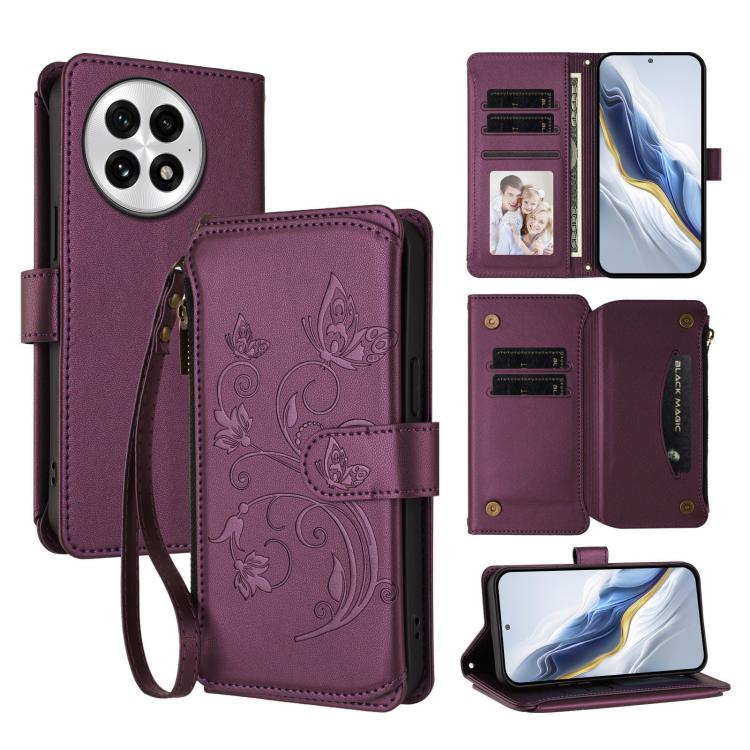 Butterfly Love Flower Multi-card Zipper Wallet Leather Phone Case, For OnePlus 13, For OnePlus Nord 4 5G, For OnePlus Nord CE4 Lite 5G