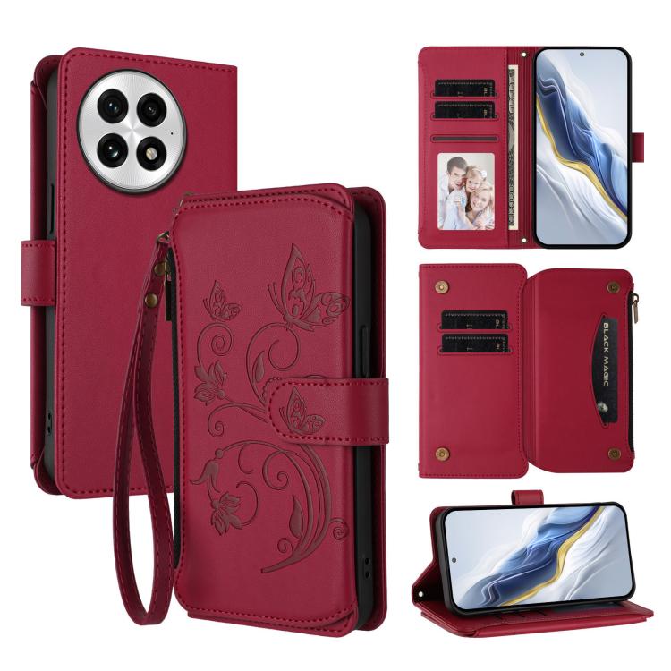 Butterfly Love Flower Multi-card Zipper Wallet Leather Phone Case, For OnePlus 13, For OnePlus Nord 4 5G, For OnePlus Nord CE4 Lite 5G
