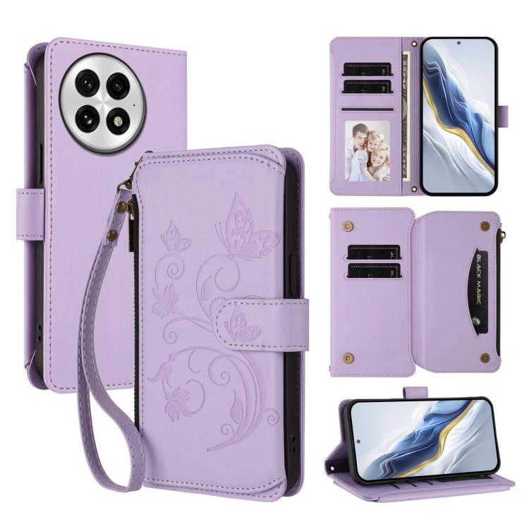 Butterfly Love Flower Multi-card Zipper Wallet Leather Phone Case, For OnePlus 13, For OnePlus Nord 4 5G, For OnePlus Nord CE4 Lite 5G
