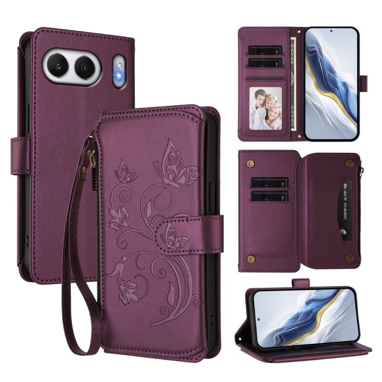 Butterfly Love Flower Multi-card Zipper Wallet Leather Phone Case, For OnePlus 13, For OnePlus Nord 4 5G, For OnePlus Nord CE4 Lite 5G