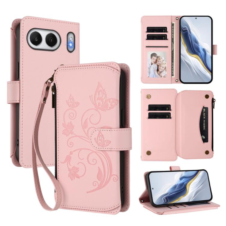Butterfly Love Flower Multi-card Zipper Wallet Leather Phone Case, For OnePlus 13, For OnePlus Nord 4 5G, For OnePlus Nord CE4 Lite 5G