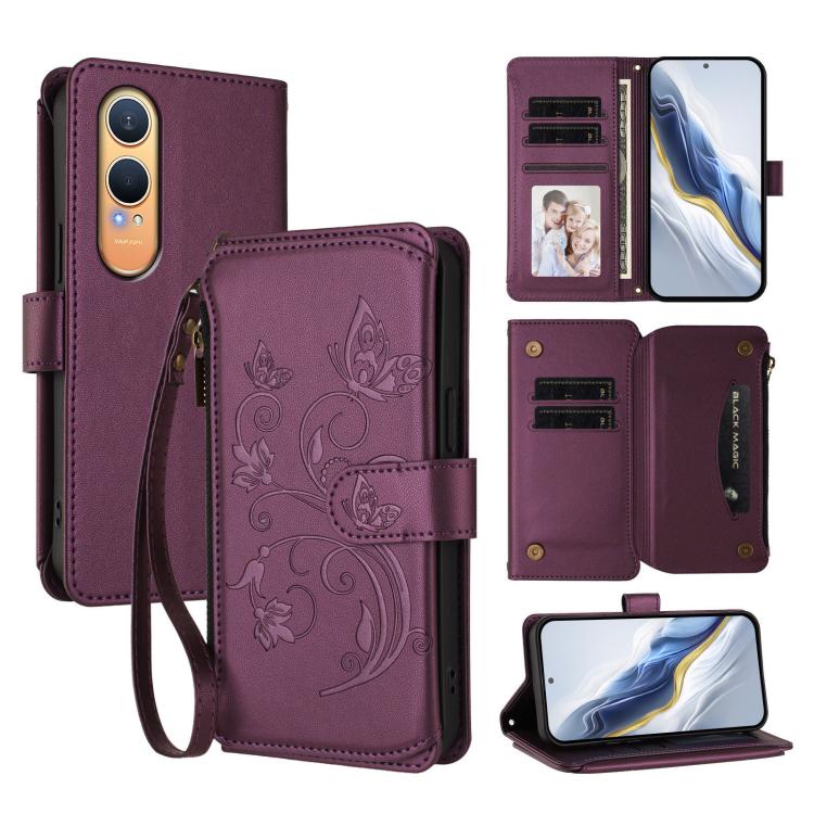 Butterfly Love Flower Multi-card Zipper Wallet Leather Phone Case, For OnePlus 13, For OnePlus Nord 4 5G, For OnePlus Nord CE4 Lite 5G