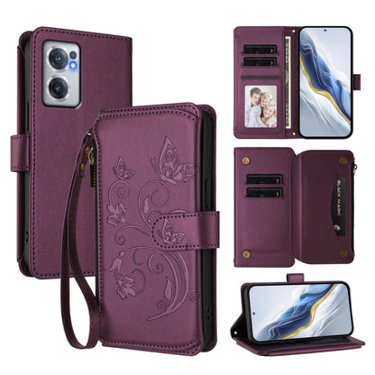 Butterfly Love Flower Multi-card Zipper Wallet Leather Phone Case, For OnePlus Nord CE2 5G, For OnePlus 10 Pro 5G