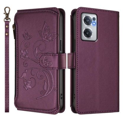 Butterfly Love Flower Multi-card Zipper Wallet Leather Phone Case, For OnePlus Nord CE2 5G, For OnePlus 10 Pro 5G
