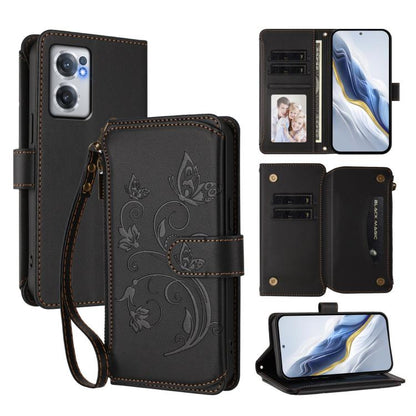 Butterfly Love Flower Multi-card Zipper Wallet Leather Phone Case, For OnePlus Nord CE2 5G, For OnePlus 10 Pro 5G