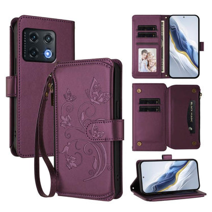 Butterfly Love Flower Multi-card Zipper Wallet Leather Phone Case, For OnePlus Nord CE2 5G, For OnePlus 10 Pro 5G