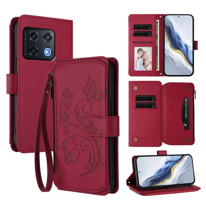 Butterfly Love Flower Multi-card Zipper Wallet Leather Phone Case, For OnePlus Nord CE2 5G, For OnePlus 10 Pro 5G