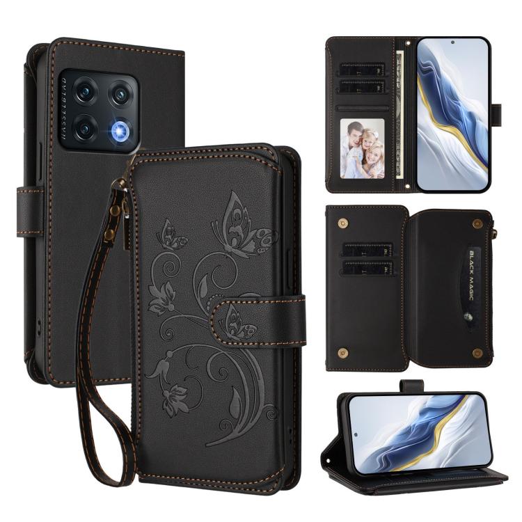 Butterfly Love Flower Multi-card Zipper Wallet Leather Phone Case, For OnePlus Nord CE2 5G, For OnePlus 10 Pro 5G