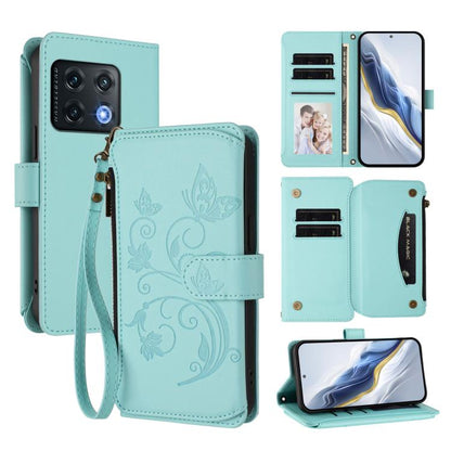 Butterfly Love Flower Multi-card Zipper Wallet Leather Phone Case, For OnePlus Nord CE2 5G, For OnePlus 10 Pro 5G