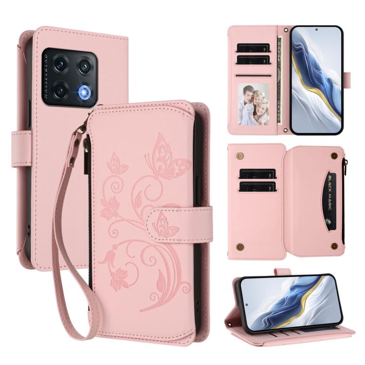 Butterfly Love Flower Multi-card Zipper Wallet Leather Phone Case, For OnePlus Nord CE2 5G, For OnePlus 10 Pro 5G