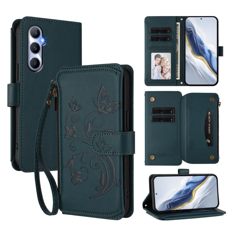Butterfly Love Flower Multi-card Zipper Wallet Leather Phone Case, For Realme Narzo 60 Pro, For Realme C65 4G Global, For Realme C55 4G Global / Narzo N55
