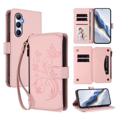 Butterfly Love Flower Multi-card Zipper Wallet Leather Phone Case, For Realme Narzo 60 Pro, For Realme C65 4G Global, For Realme C55 4G Global / Narzo N55