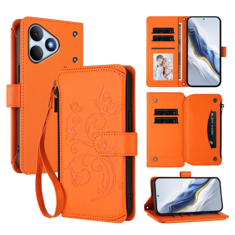 Butterfly Love Flower Multi-card Zipper Wallet Leather Phone Case, For Realme P4 Power 4G, For Realme Note 80 4G Global, For Realme 16 5G Global