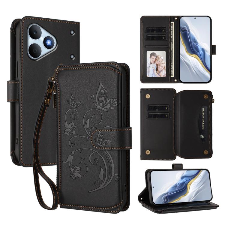 Butterfly Love Flower Multi-card Zipper Wallet Leather Phone Case, For Realme P4 Power 4G, For Realme Note 80 4G Global, For Realme 16 5G Global