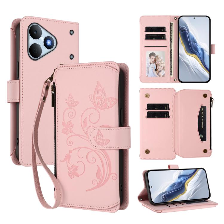 Butterfly Love Flower Multi-card Zipper Wallet Leather Phone Case, For Realme P4 Power 4G, For Realme Note 80 4G Global, For Realme 16 5G Global