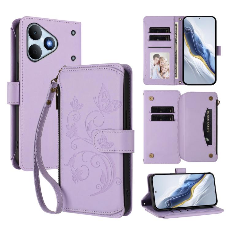 Butterfly Love Flower Multi-card Zipper Wallet Leather Phone Case, For Realme P4 Power 4G, For Realme Note 80 4G Global, For Realme 16 5G Global