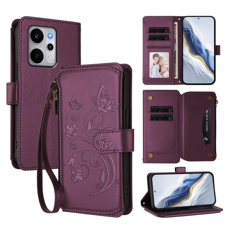 Butterfly Love Flower Multi-card Zipper Wallet Leather Phone Case, For Realme P4 Power 4G, For Realme Note 80 4G Global, For Realme 16 5G Global