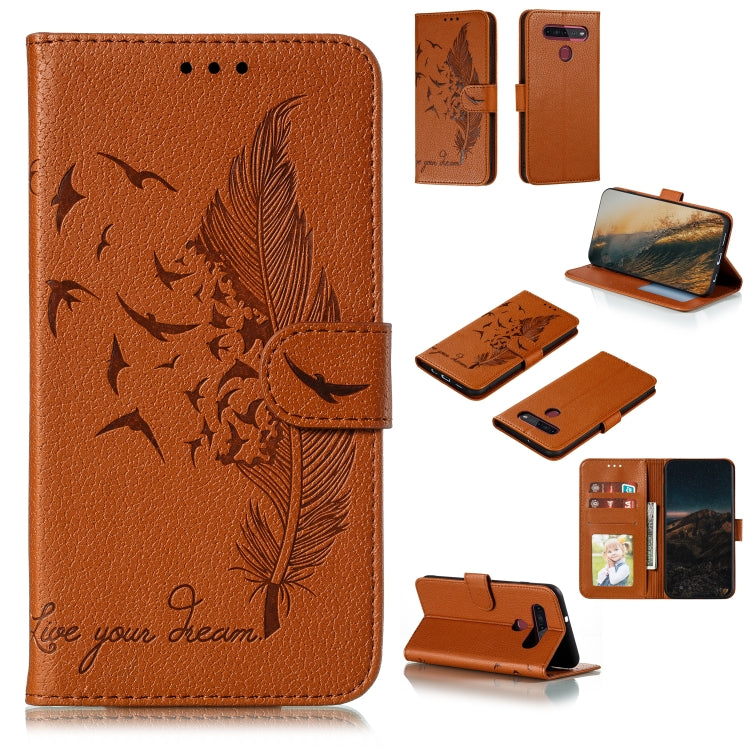 Feather Pattern Litchi Texture Horizontal Flip Leather Case with Wallet & Holder & Card Slots, For LG K41S / K51S, For LG K61, For Huawei Enjoy 20, For Motorola Moto G Stylus