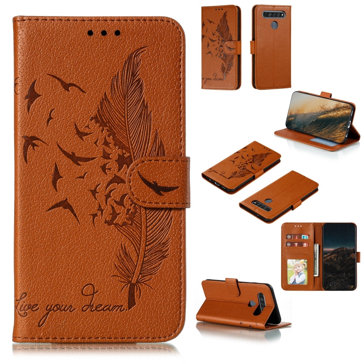 Feather Pattern Litchi Texture Horizontal Flip Leather Case with Wallet & Holder & Card Slots, For LG K41S / K51S, For LG K61, For Huawei Enjoy 20, For Motorola Moto G Stylus