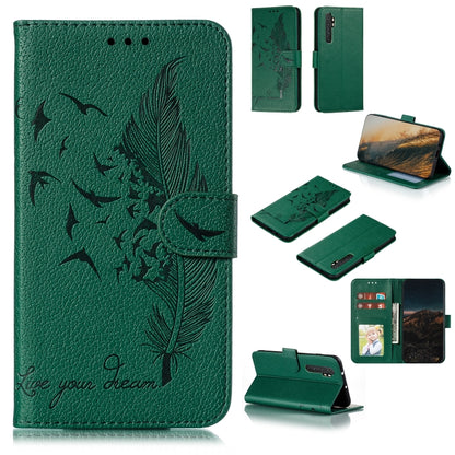 Feather Pattern Litchi Texture Horizontal Flip Leather Case with Wallet & Holder & Card Slots, For Xiaomi Note 10 Lite