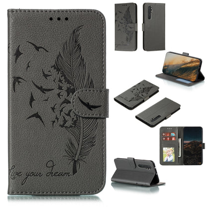 Feather Pattern Litchi Texture Horizontal Flip Leather Case with Wallet & Holder & Card Slots, For Xiaomi Note 10 Lite