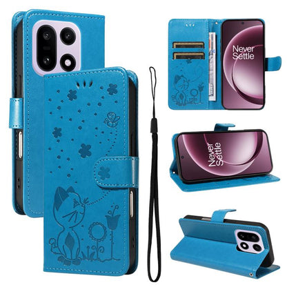 Cat and Bee Embossed Flip Leather Phone Case, For OnePlus Nord CE6 Lite/Turbo 6X 5G, For OnePlus Ace 6 Ultra, For OnePlus Ace 6, For OnePlus 15