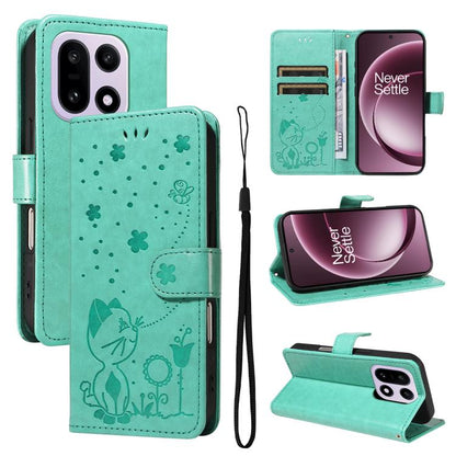 Cat and Bee Embossed Flip Leather Phone Case, For OnePlus Nord CE6 Lite/Turbo 6X 5G, For OnePlus Ace 6 Ultra, For OnePlus Ace 6, For OnePlus 15
