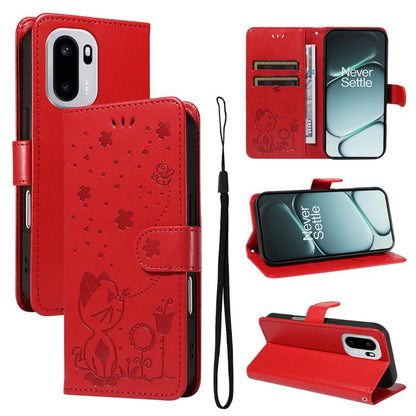Cat and Bee Embossed Flip Leather Phone Case, For OnePlus Nord CE6 Lite/Turbo 6X 5G, For OnePlus Ace 6 Ultra, For OnePlus Ace 6, For OnePlus 15