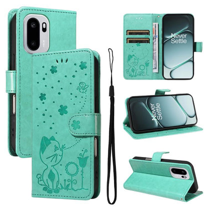 Cat and Bee Embossed Flip Leather Phone Case, For OnePlus Nord CE6 Lite/Turbo 6X 5G, For OnePlus Ace 6 Ultra, For OnePlus Ace 6, For OnePlus 15