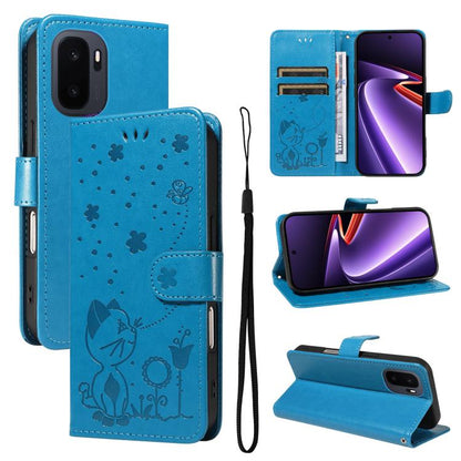 Cat and Bee Embossed Flip Leather Phone Case, For OnePlus Nord CE6 Lite/Turbo 6X 5G, For OnePlus Ace 6 Ultra, For OnePlus Ace 6, For OnePlus 15