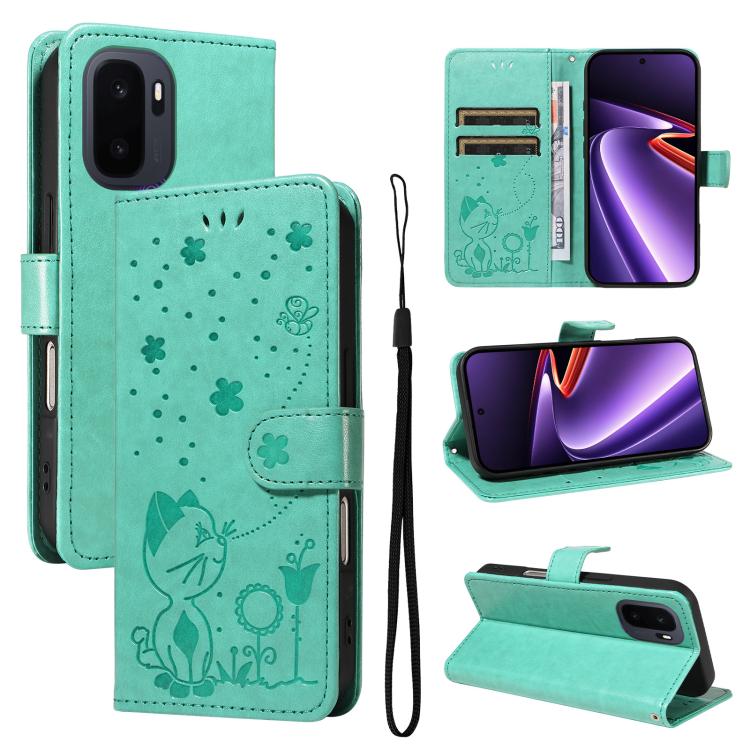Cat and Bee Embossed Flip Leather Phone Case, For OnePlus Nord CE6 Lite/Turbo 6X 5G, For OnePlus Ace 6 Ultra, For OnePlus Ace 6, For OnePlus 15