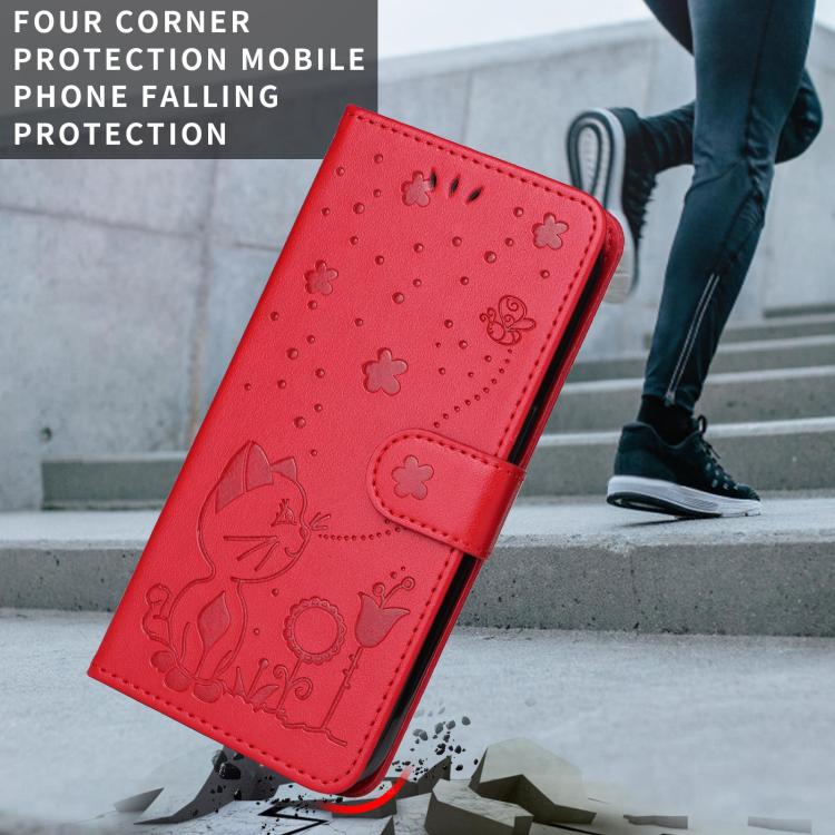 Cat and Bee Embossed Flip Leather Phone Case, For OnePlus Nord CE6 Lite/Turbo 6X 5G, For OnePlus Ace 6 Ultra, For OnePlus Ace 6, For OnePlus 15