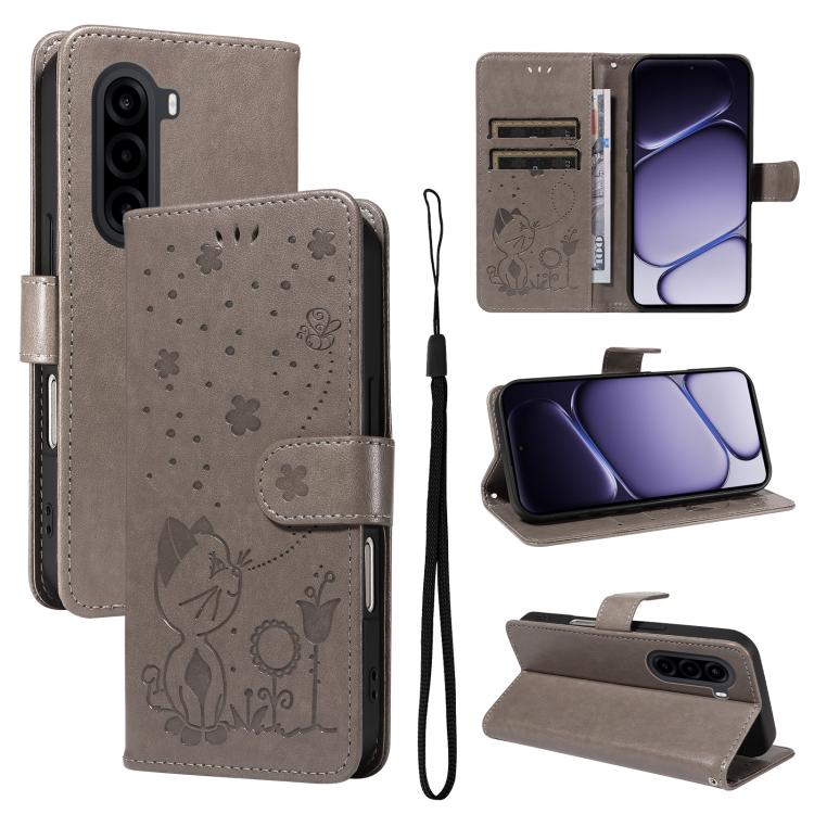 Cat and Bee Embossed Flip Leather Phone Case, For OnePlus Nord CE6 Lite/Turbo 6X 5G, For OnePlus Ace 6 Ultra, For OnePlus Ace 6, For OnePlus 15