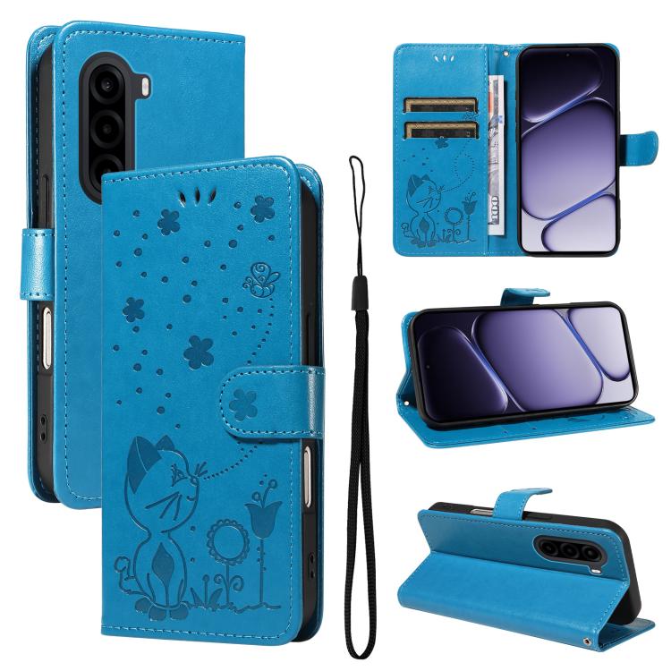 Cat and Bee Embossed Flip Leather Phone Case, For OnePlus Nord CE6 Lite/Turbo 6X 5G, For OnePlus Ace 6 Ultra, For OnePlus Ace 6, For OnePlus 15