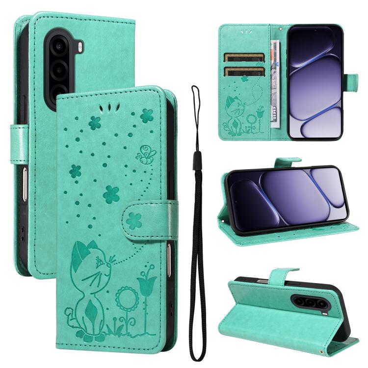 Cat and Bee Embossed Flip Leather Phone Case, For OnePlus Nord CE6 Lite/Turbo 6X 5G, For OnePlus Ace 6 Ultra, For OnePlus Ace 6, For OnePlus 15