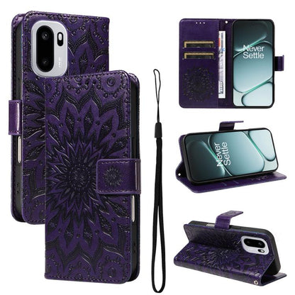 Embossed Sunflower Pattern Flip Leather Phone Case, For OnePlus Nord CE6 Lite/Turbo 6X 5G, For OnePlus Ace 6 Ultra, For OnePlus Ace 6 5G
