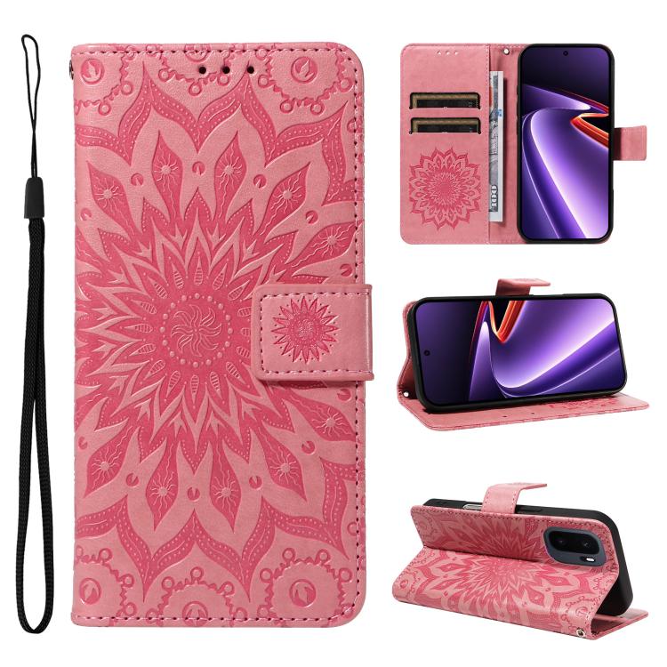 Embossed Sunflower Pattern Flip Leather Phone Case, For OnePlus Nord CE6 Lite/Turbo 6X 5G, For OnePlus Ace 6 Ultra, For OnePlus Ace 6 5G