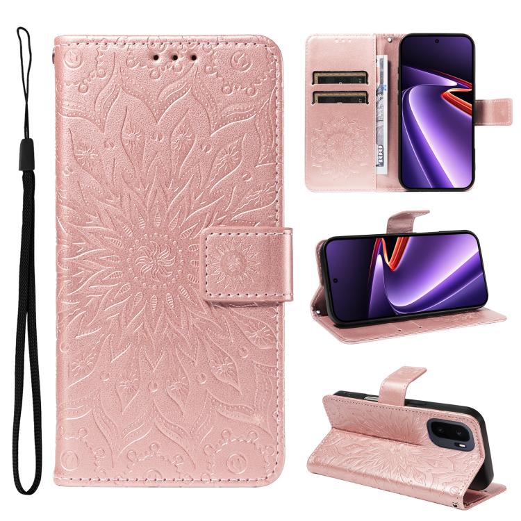 Embossed Sunflower Pattern Flip Leather Phone Case, For OnePlus Nord CE6 Lite/Turbo 6X 5G, For OnePlus Ace 6 Ultra, For OnePlus Ace 6 5G