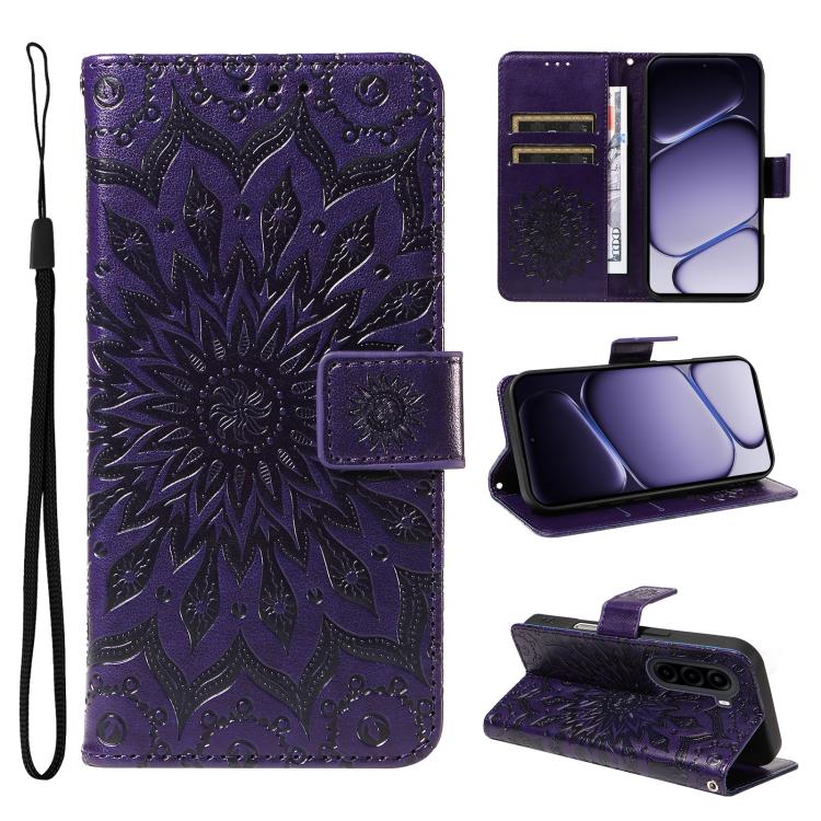 Embossed Sunflower Pattern Flip Leather Phone Case, For OnePlus Nord CE6 Lite/Turbo 6X 5G, For OnePlus Ace 6 Ultra, For OnePlus Ace 6 5G