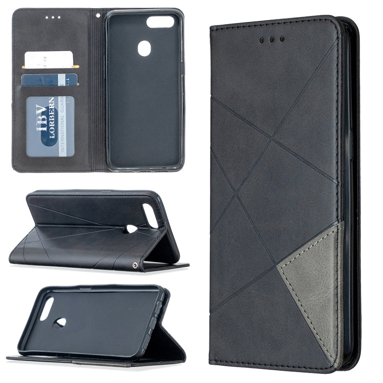 Prismatic Invisible Magnetic Horizontal Flip Leather Case with Holder & Card Slots & Photo Frame, For OPPO A5