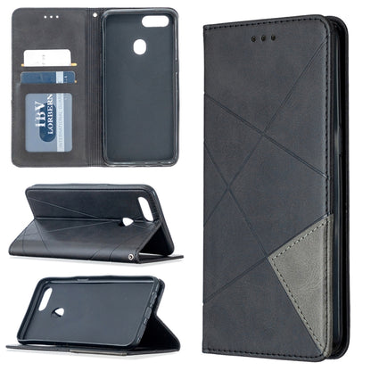 Prismatic Invisible Magnetic Horizontal Flip Leather Case with Holder & Card Slots & Photo Frame, For OPPO A5