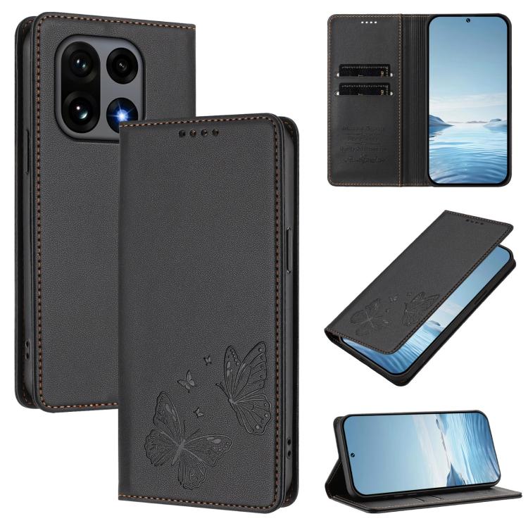 Strong Magnetic Dual Butterfly RFID Vegan Leather Phone Case, For OnePlus 15R / Ace 6 / Ace 6T, For OnePlus 15