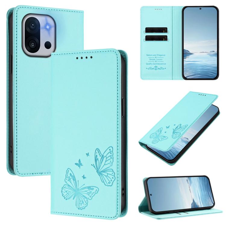 Strong Magnetic Dual Butterfly RFID Vegan Leather Phone Case, For OnePlus 13T, For OnePlus 13R / Ace 5 / Ace 5 Pro