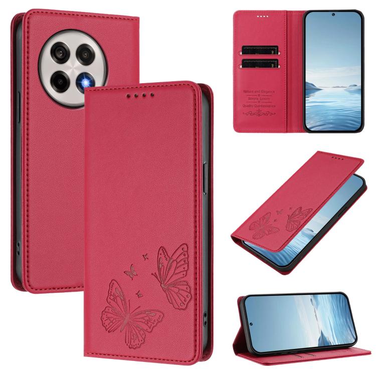 Strong Magnetic Dual Butterfly RFID Vegan Leather Phone Case, For OnePlus 13T, For OnePlus 13R / Ace 5 / Ace 5 Pro