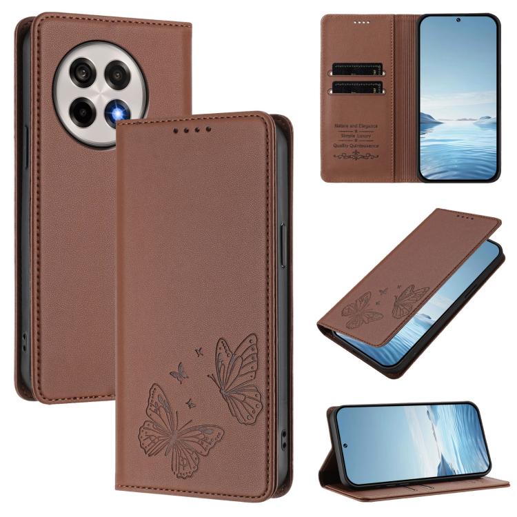 Strong Magnetic Dual Butterfly RFID Vegan Leather Phone Case, For OnePlus 13T, For OnePlus 13R / Ace 5 / Ace 5 Pro